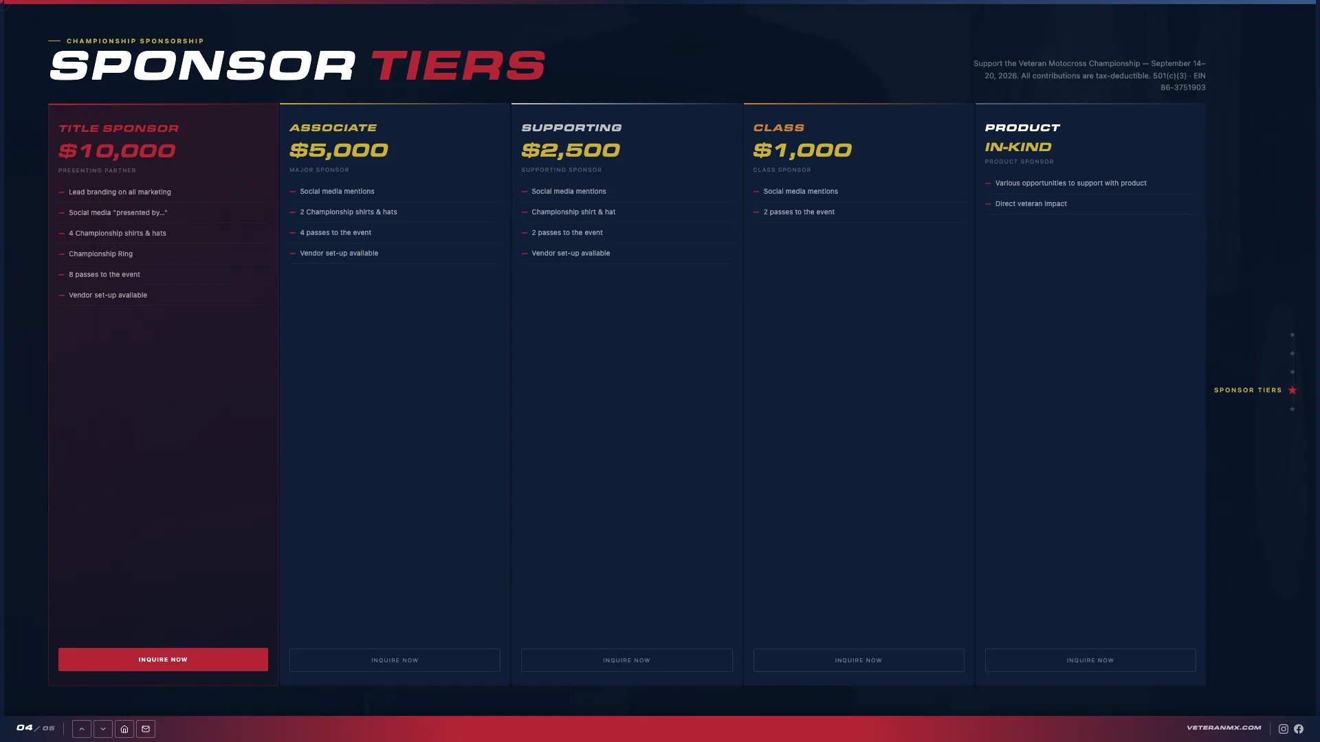Sponsor Tiers slide